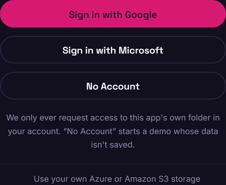Brainzie Money sign-in: Sign in with Google, Sign in with Microsoft, or No Account (demo)